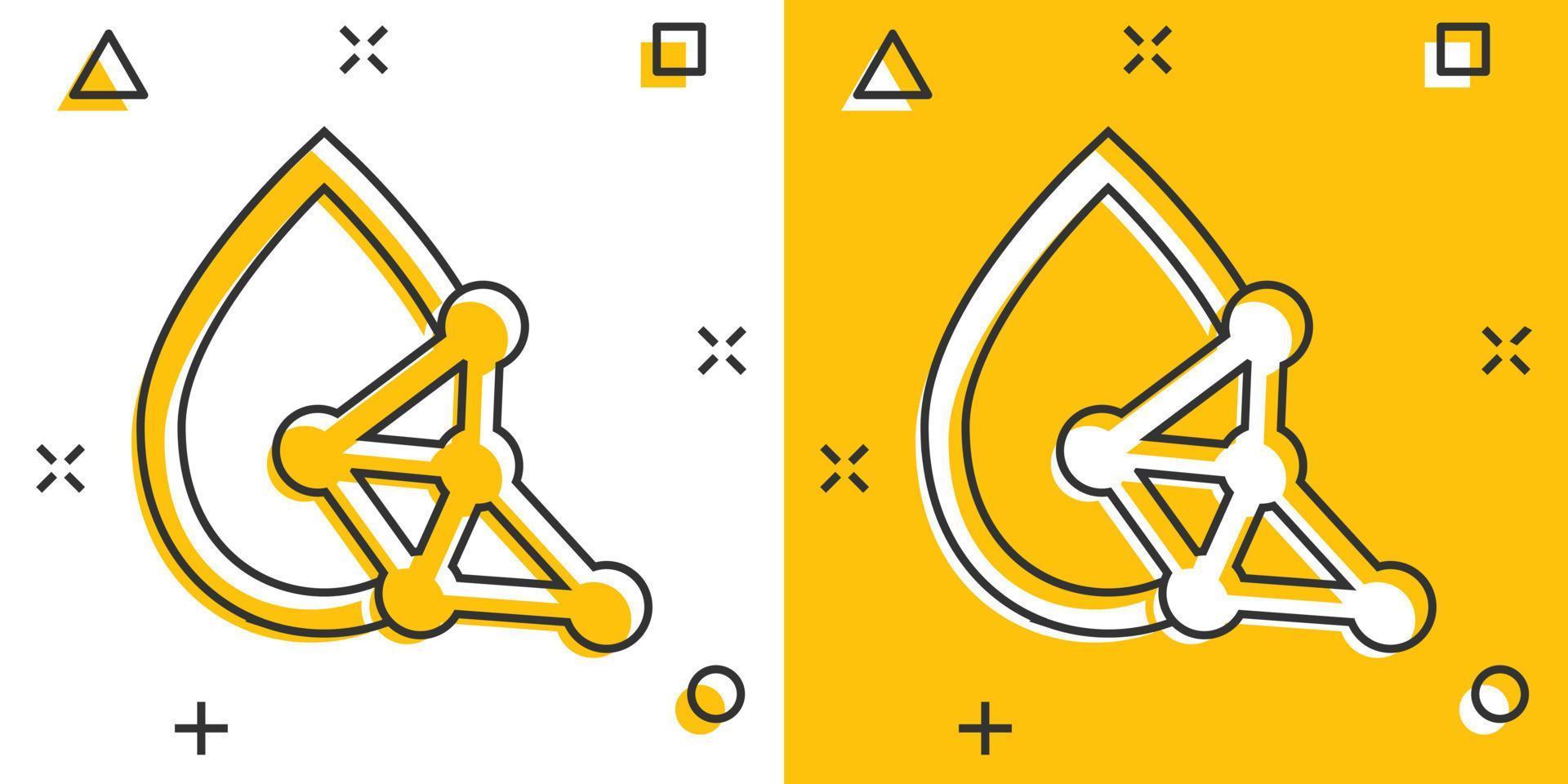 Acid molecule icon in comic style. Dna cartoon vector illustration on white isolated background. Amino model splash effect business concept.