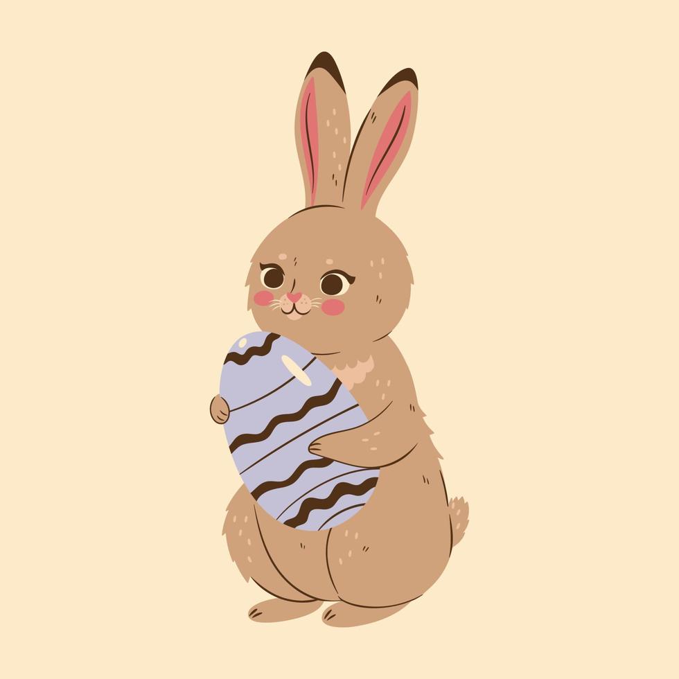 lindo conejito de pascua con un huevo. gráficos vectoriales vector