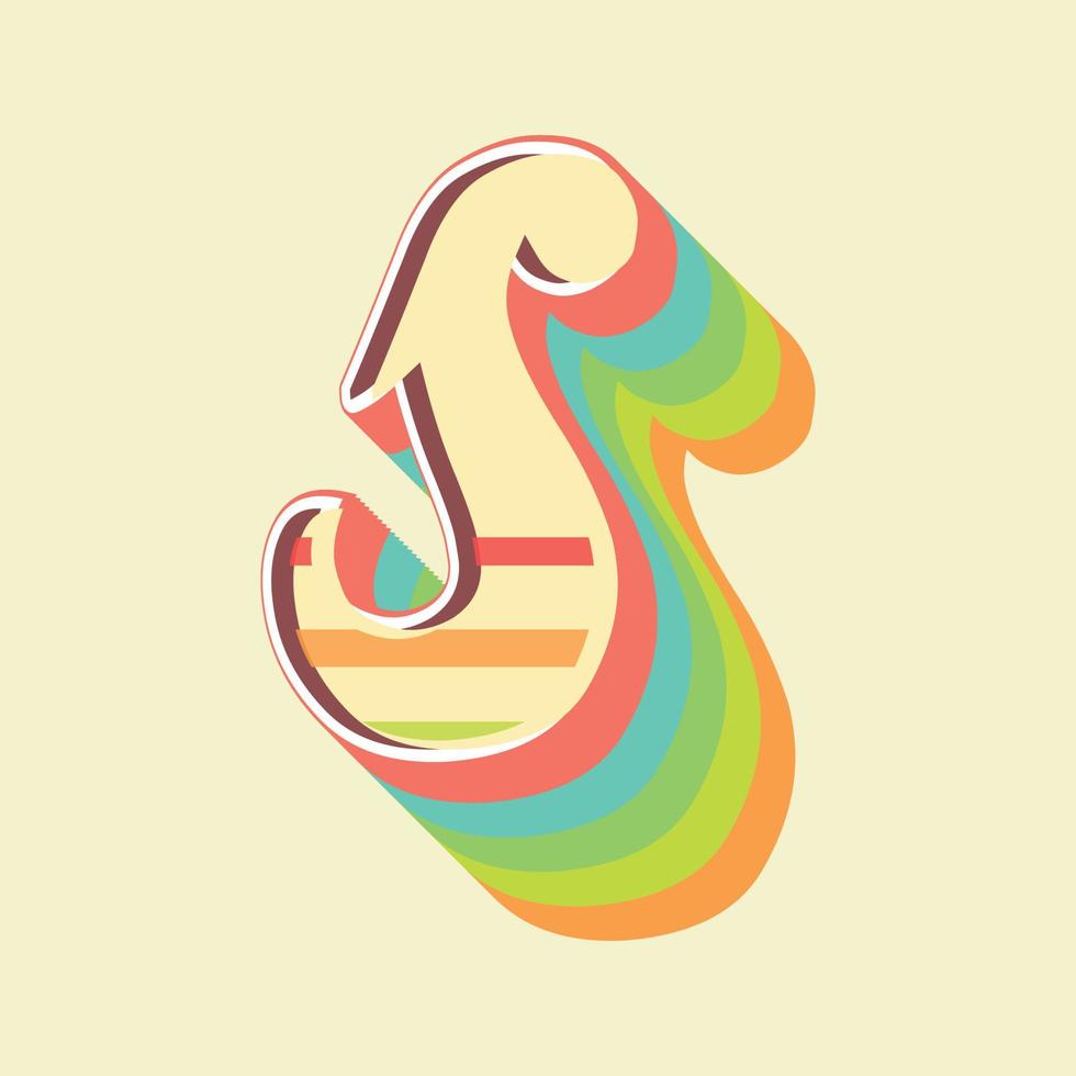 Vintage style 3d illustration of small letter s vector
