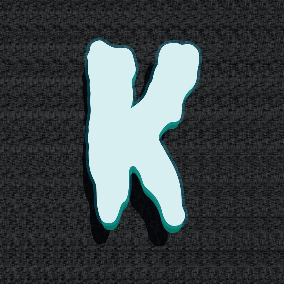 Ghost style 3d illustration of letter k vector