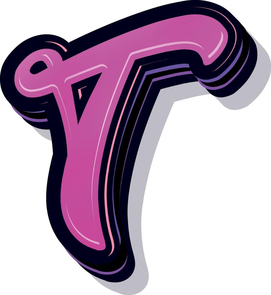 Ilustración 3d de la letra t vector