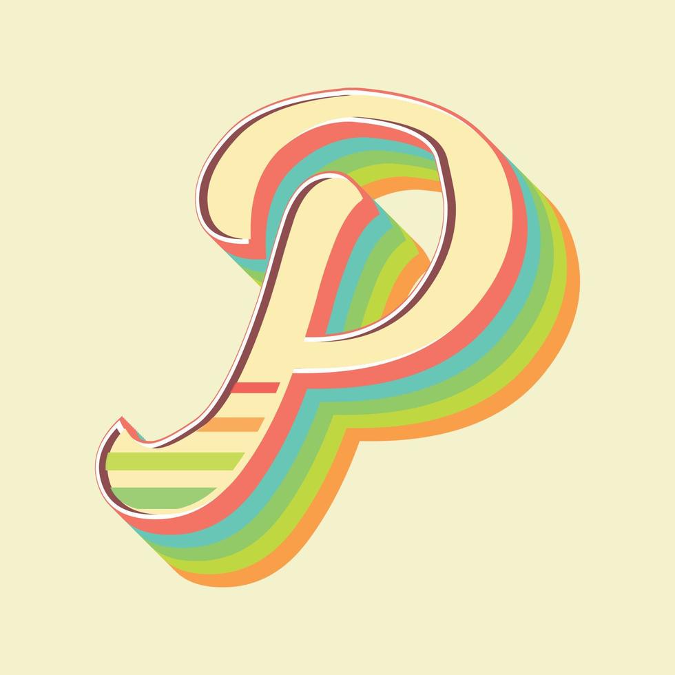 Vintage style 3d illustration of letter p vector