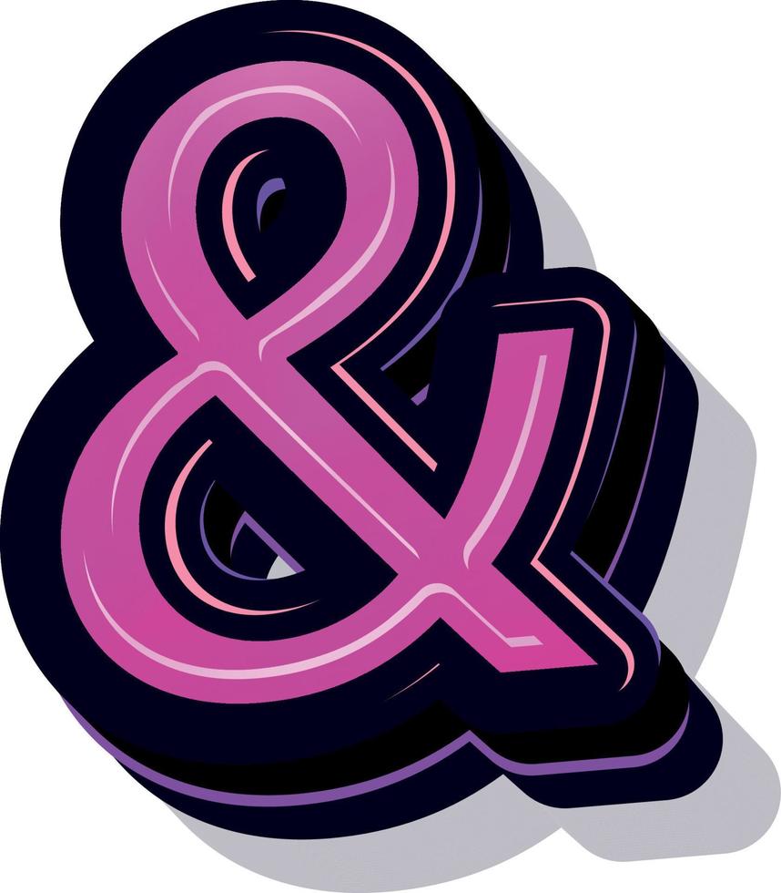 Ilustración 3d de signo ampersand vector