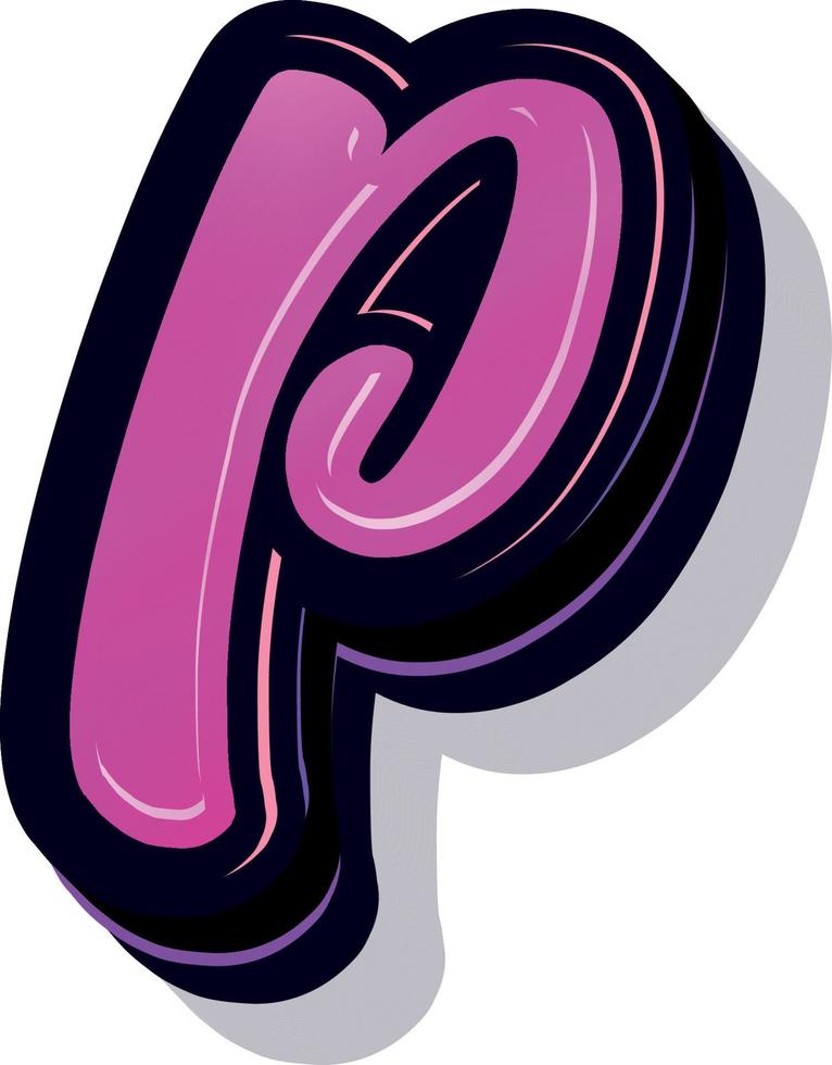 3d illustration of small letter p vector