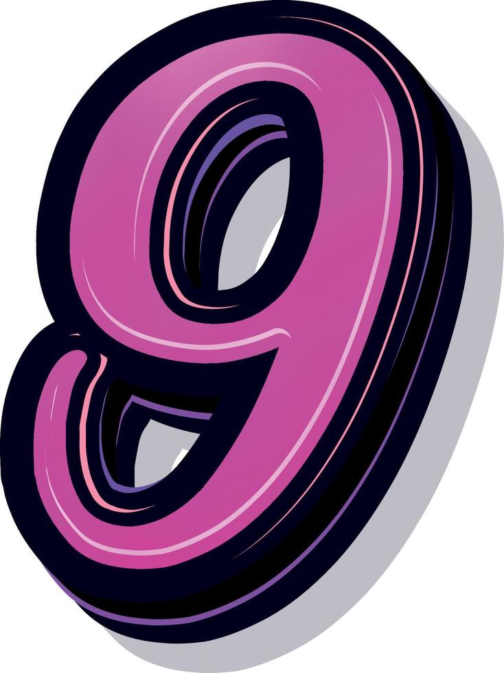 3d illustration of number 9 vector