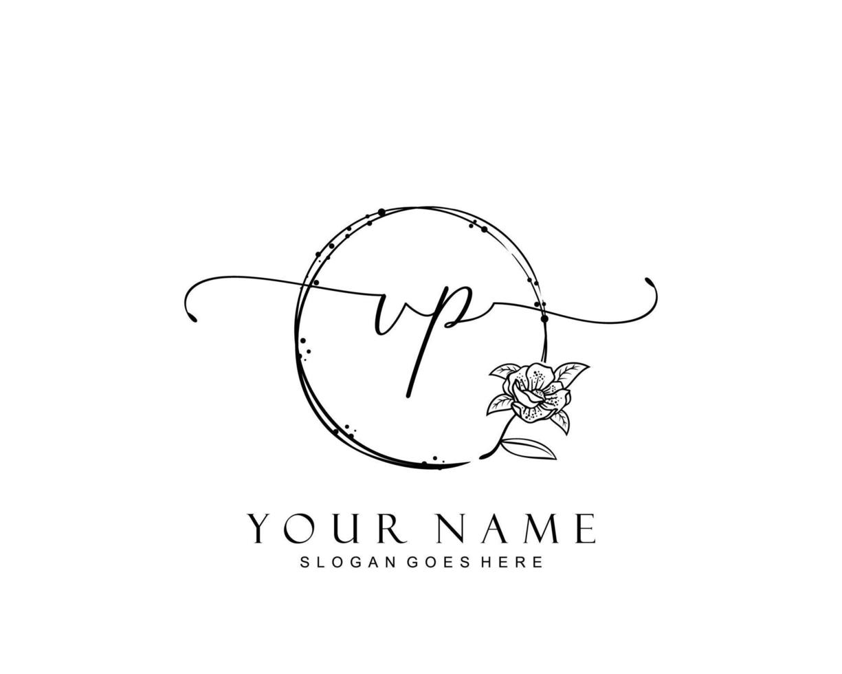 Initial VP beauty monogram and elegant logo design, handwriting logo of initial signature, wedding, fashion, floral and botanical with creative template. vector
