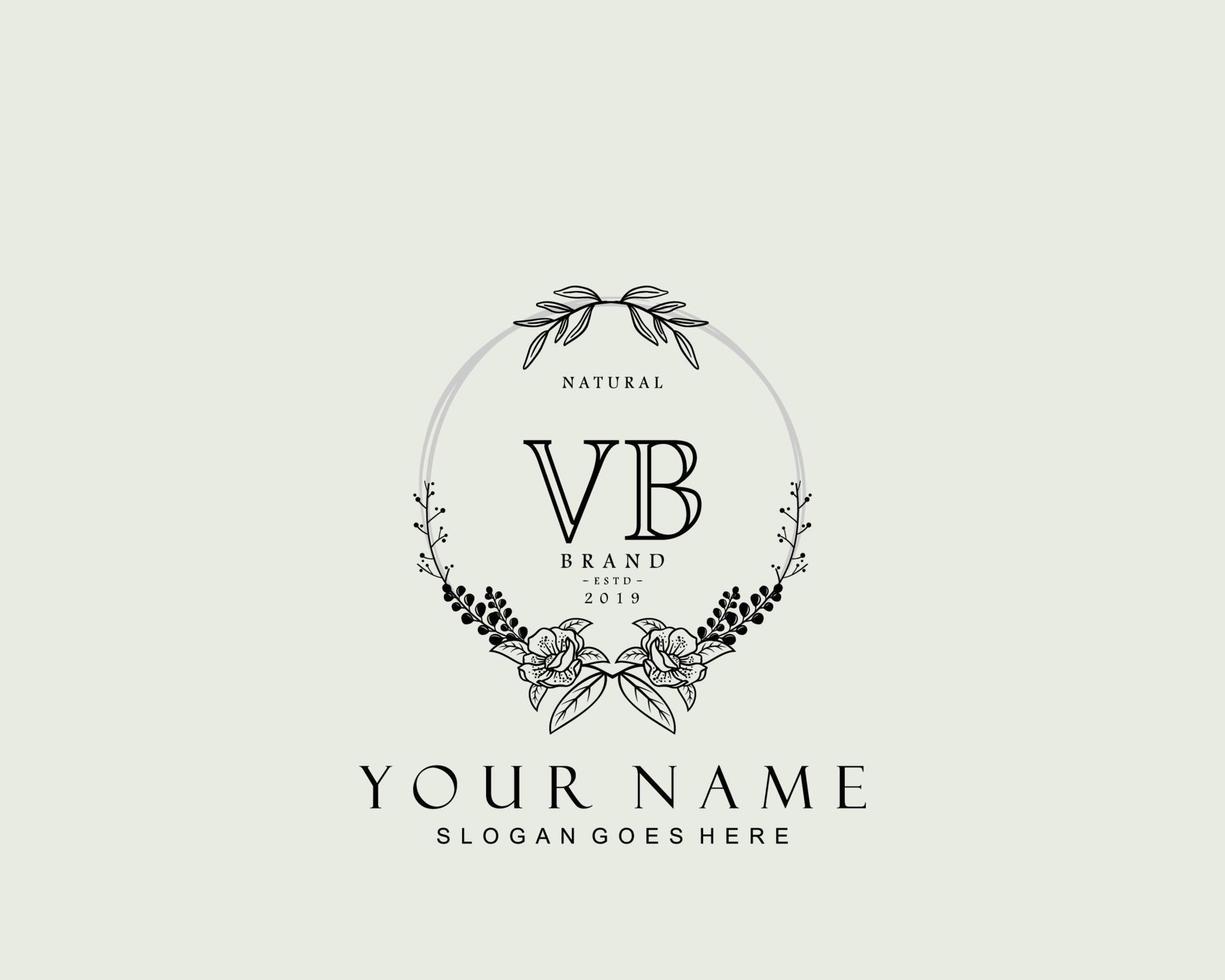 Initial VB beauty monogram and elegant logo design, handwriting logo of initial signature, wedding, fashion, floral and botanical with creative template. vector