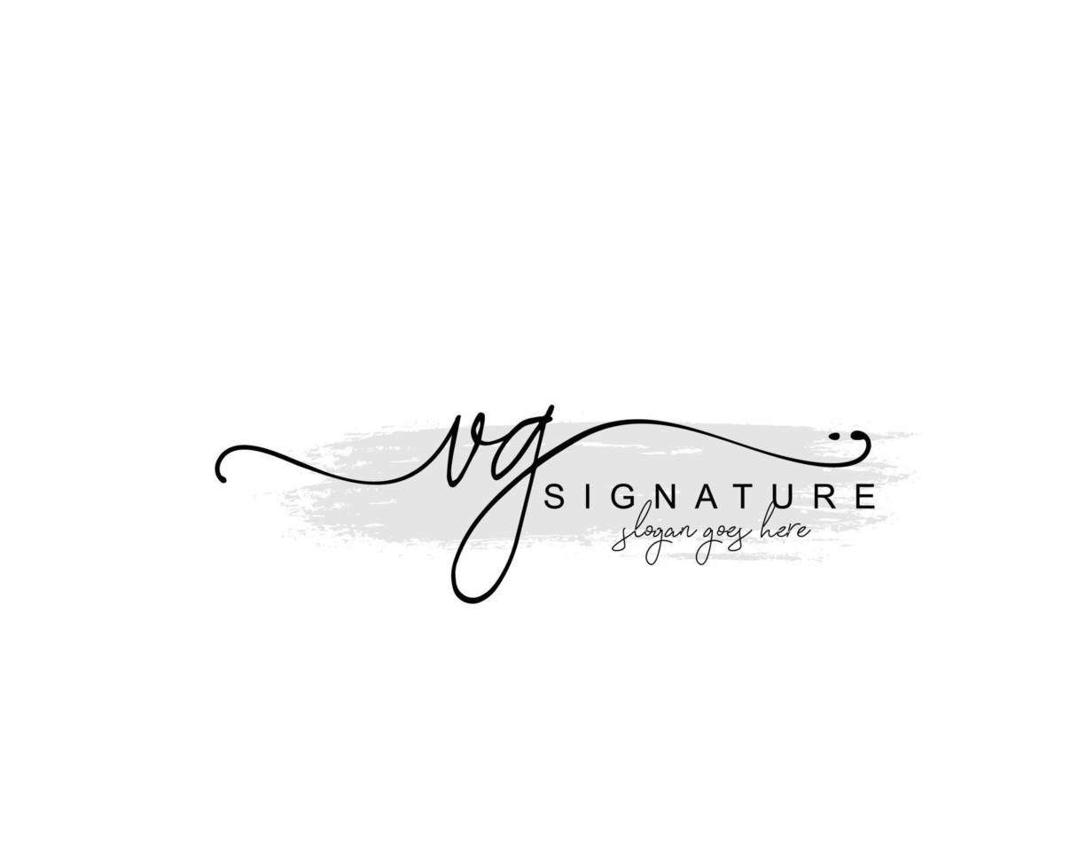 monograma de belleza vg inicial y diseño de logotipo elegante, logotipo de escritura a mano de firma inicial, boda, moda, floral y botánica con plantilla creativa. vector