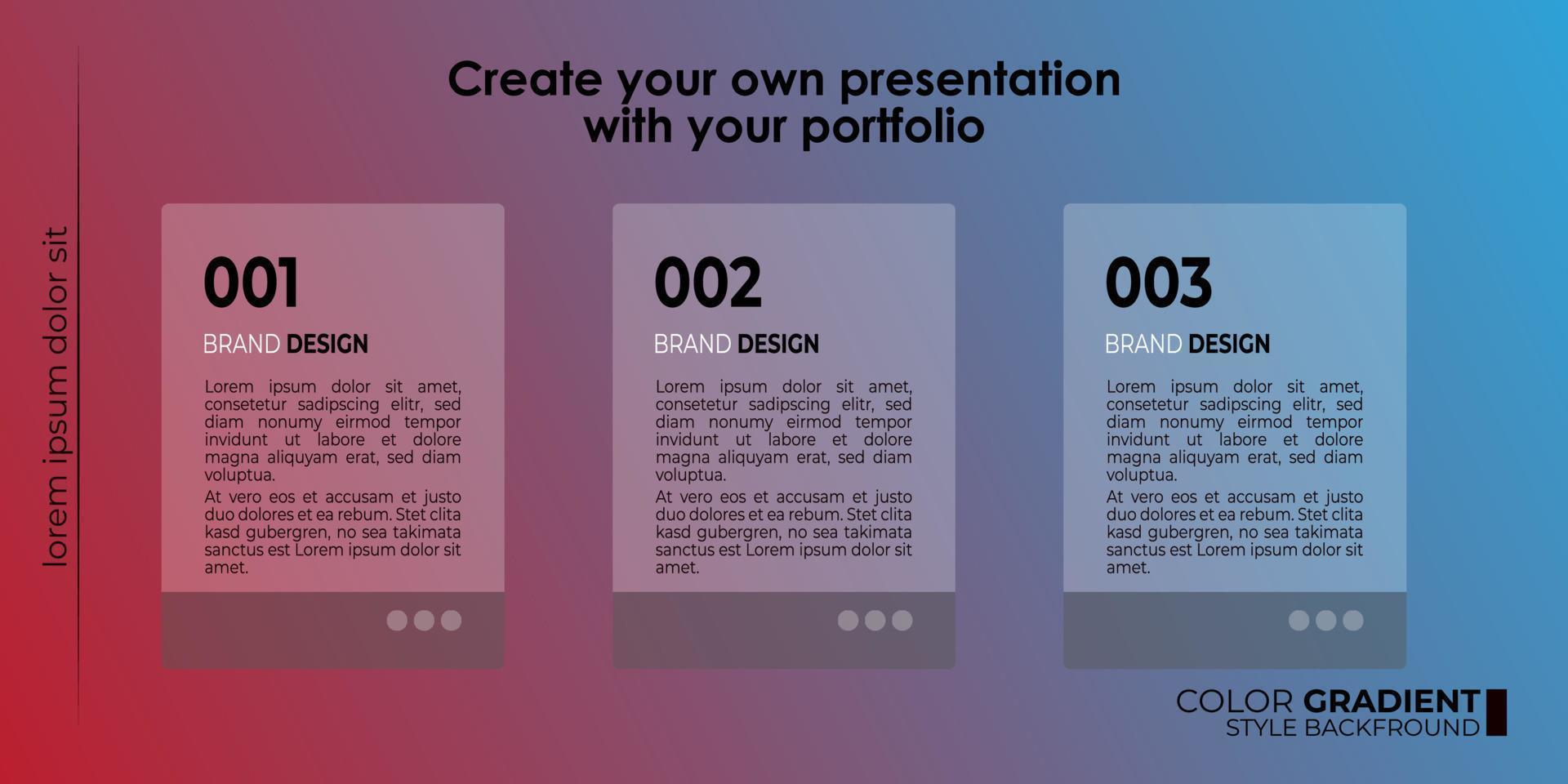 vector template editable menu presentation portfolio gradient style for Picelist, landing page, website, elearning, education, menu
