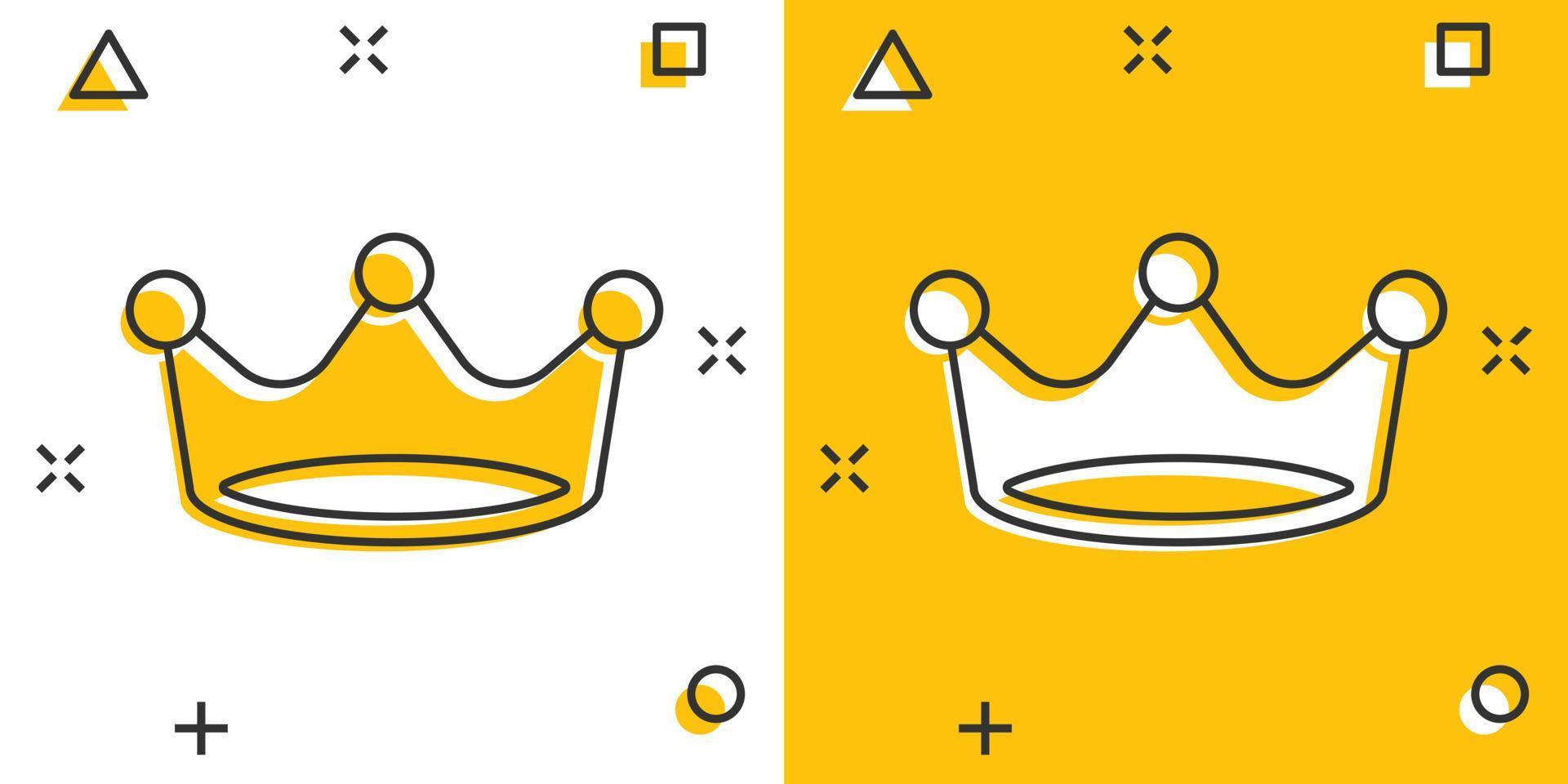 icono de diadema de corona de dibujos animados vectoriales en estilo cómico. pictograma de ilustración de corona de realeza. rey, concepto de efecto de salpicadura de negocios de realeza princesa. vector