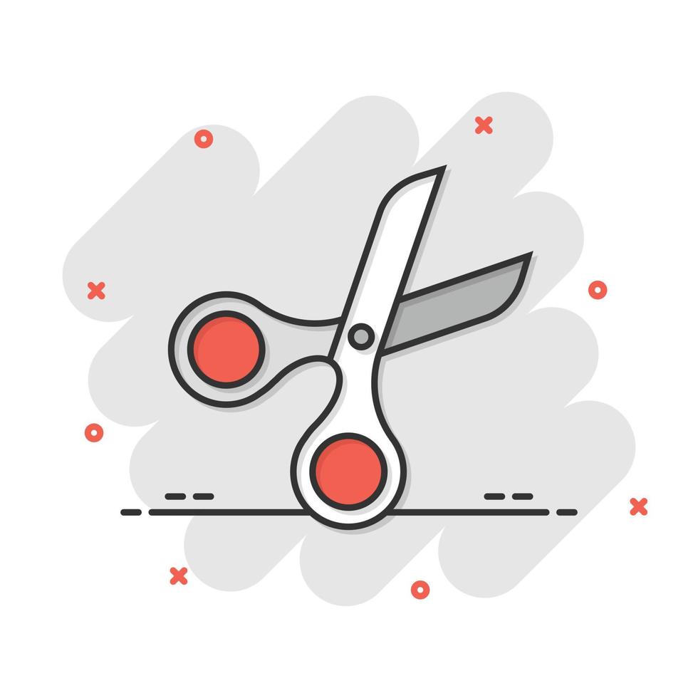 Scissor icon in flat style. Cut equipment vector illustration on white isolated background. Cutter business concept.