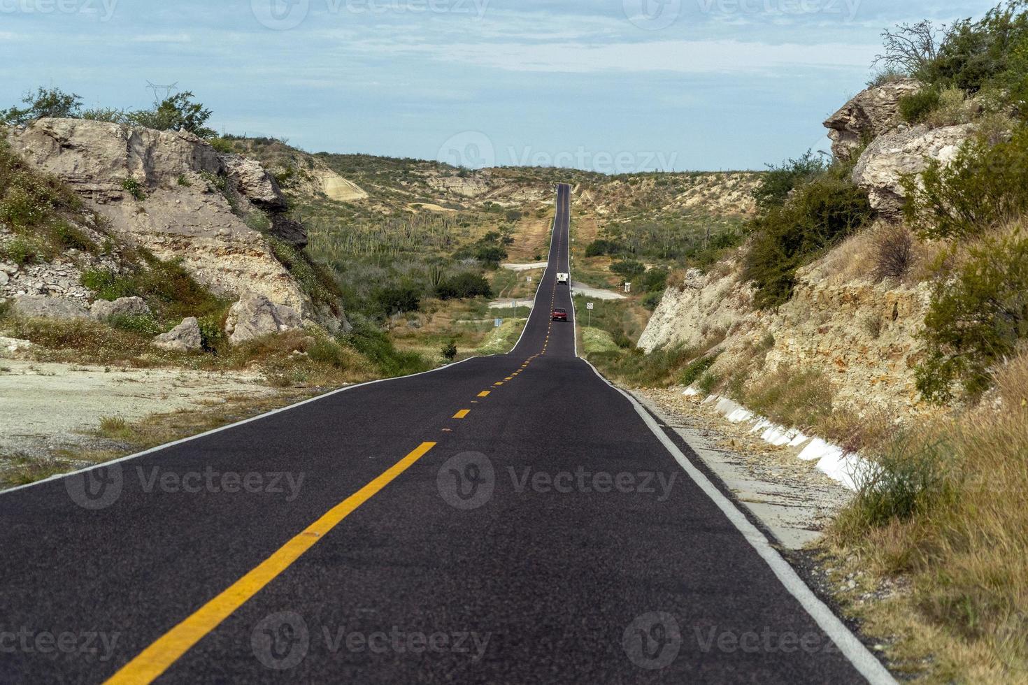 baja california landscape endless straight panorama road photo