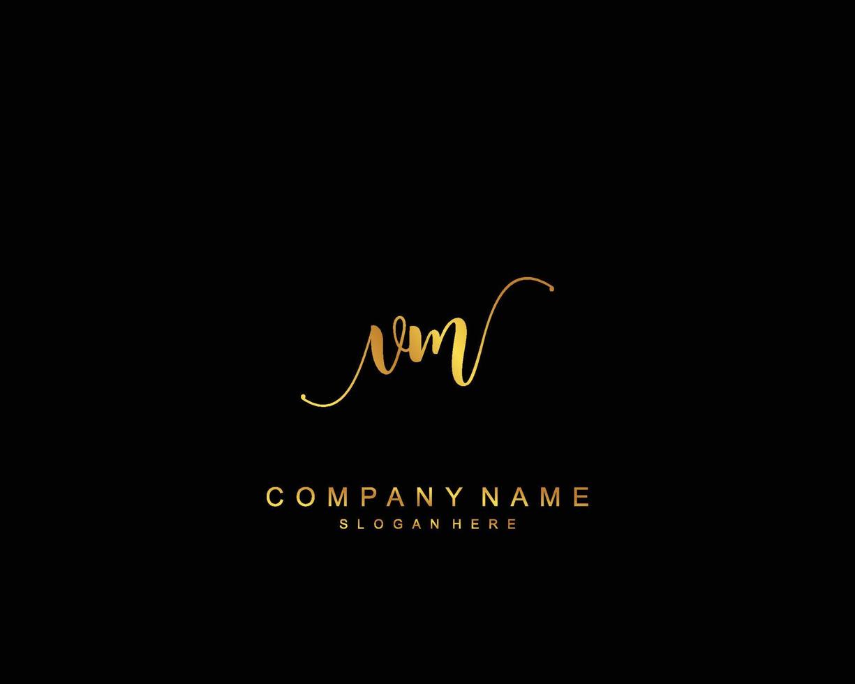 monograma de belleza vm inicial y diseño de logotipo elegante, logotipo de escritura a mano de firma inicial, boda, moda, floral y botánica con plantilla creativa. vector