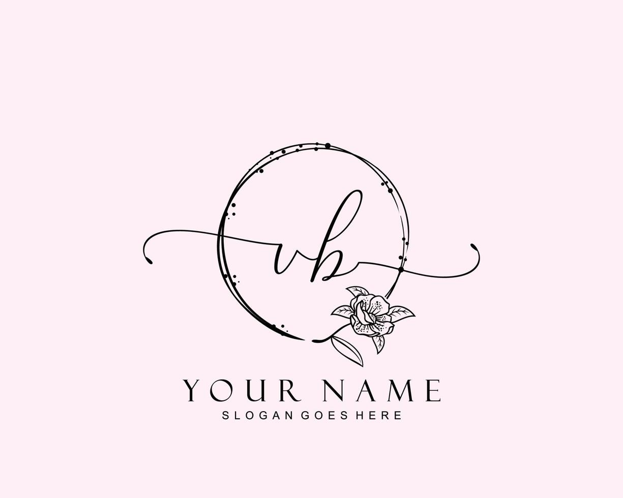Initial VB beauty monogram and elegant logo design, handwriting logo of initial signature, wedding, fashion, floral and botanical with creative template. vector
