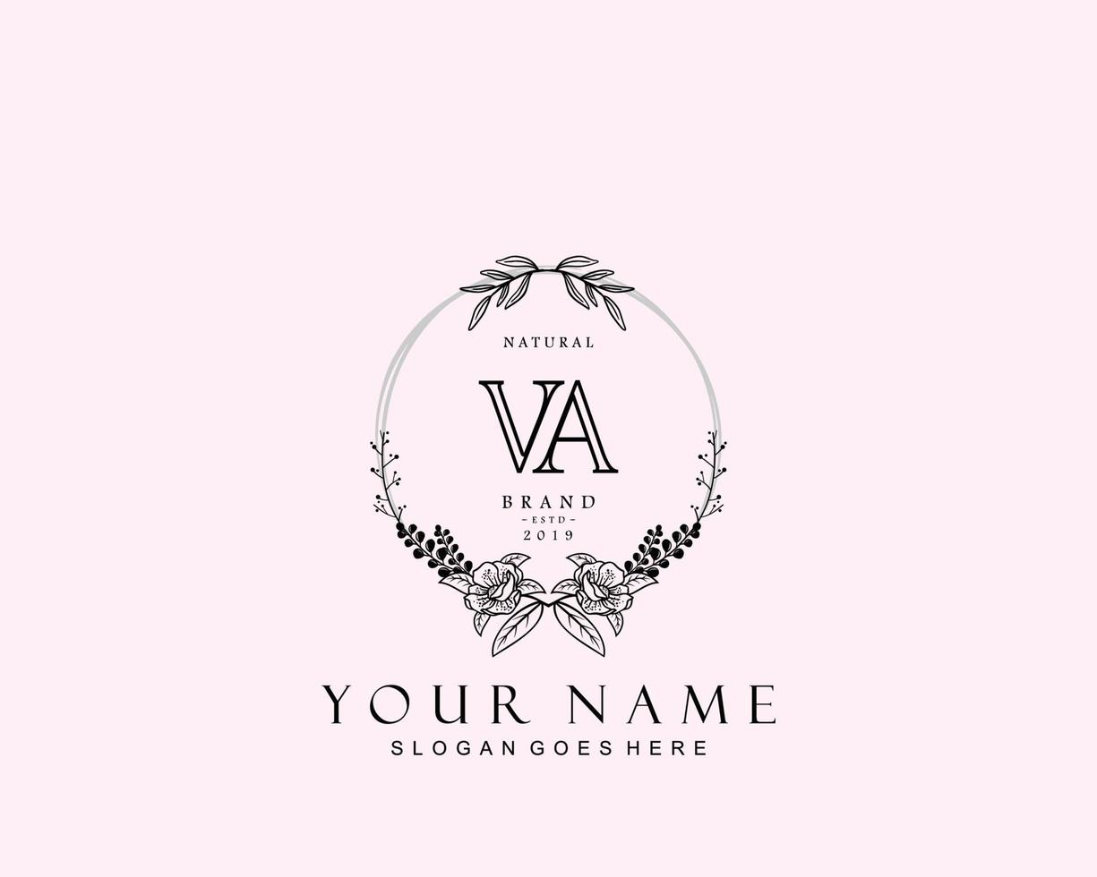 monograma de belleza va inicial y diseño de logotipo elegante, logotipo de escritura a mano de firma inicial, boda, moda, floral y botánica con plantilla creativa. vector