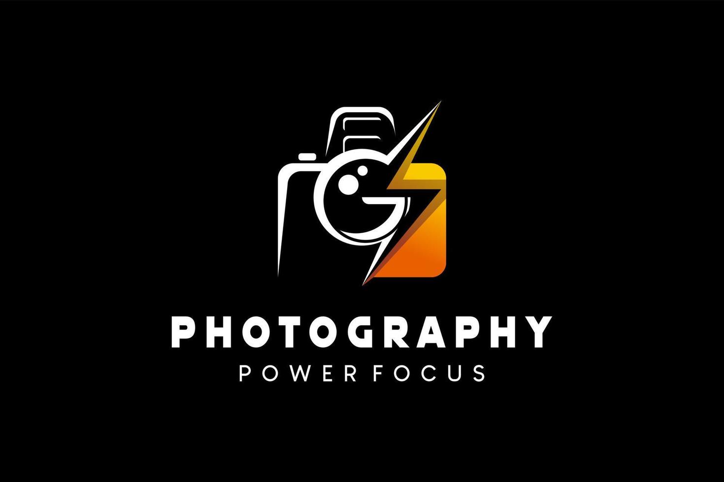 Camera logo design, photography camera logo illustration with electric power icon vector