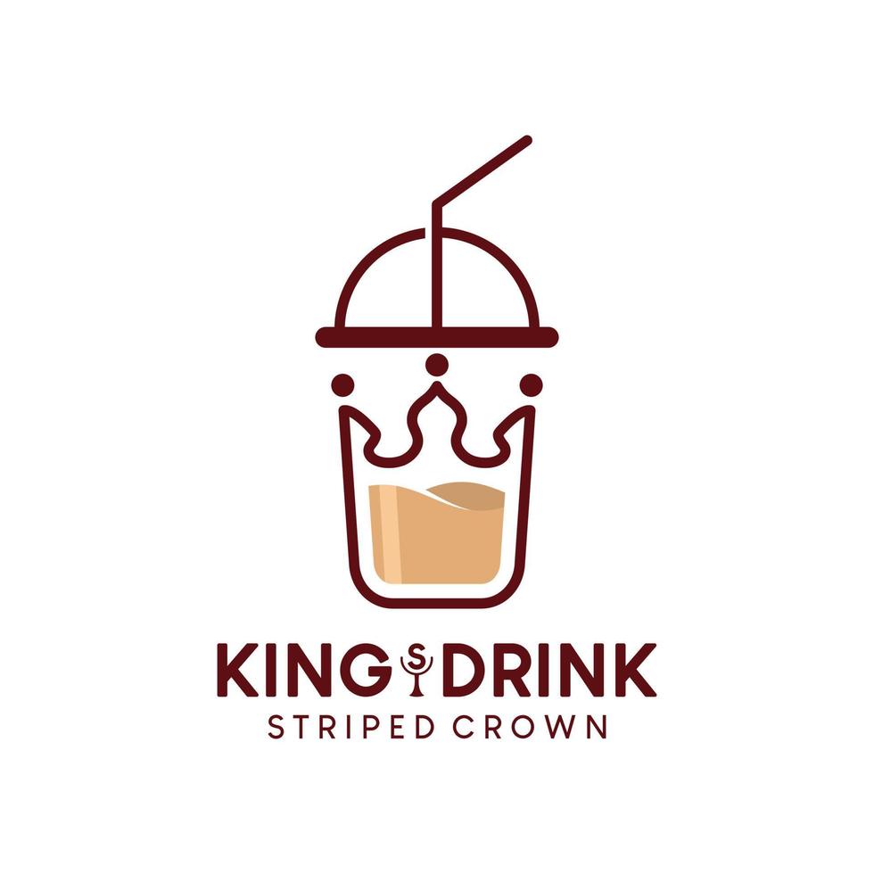 Beverage logo design, king drink with cup glass vector