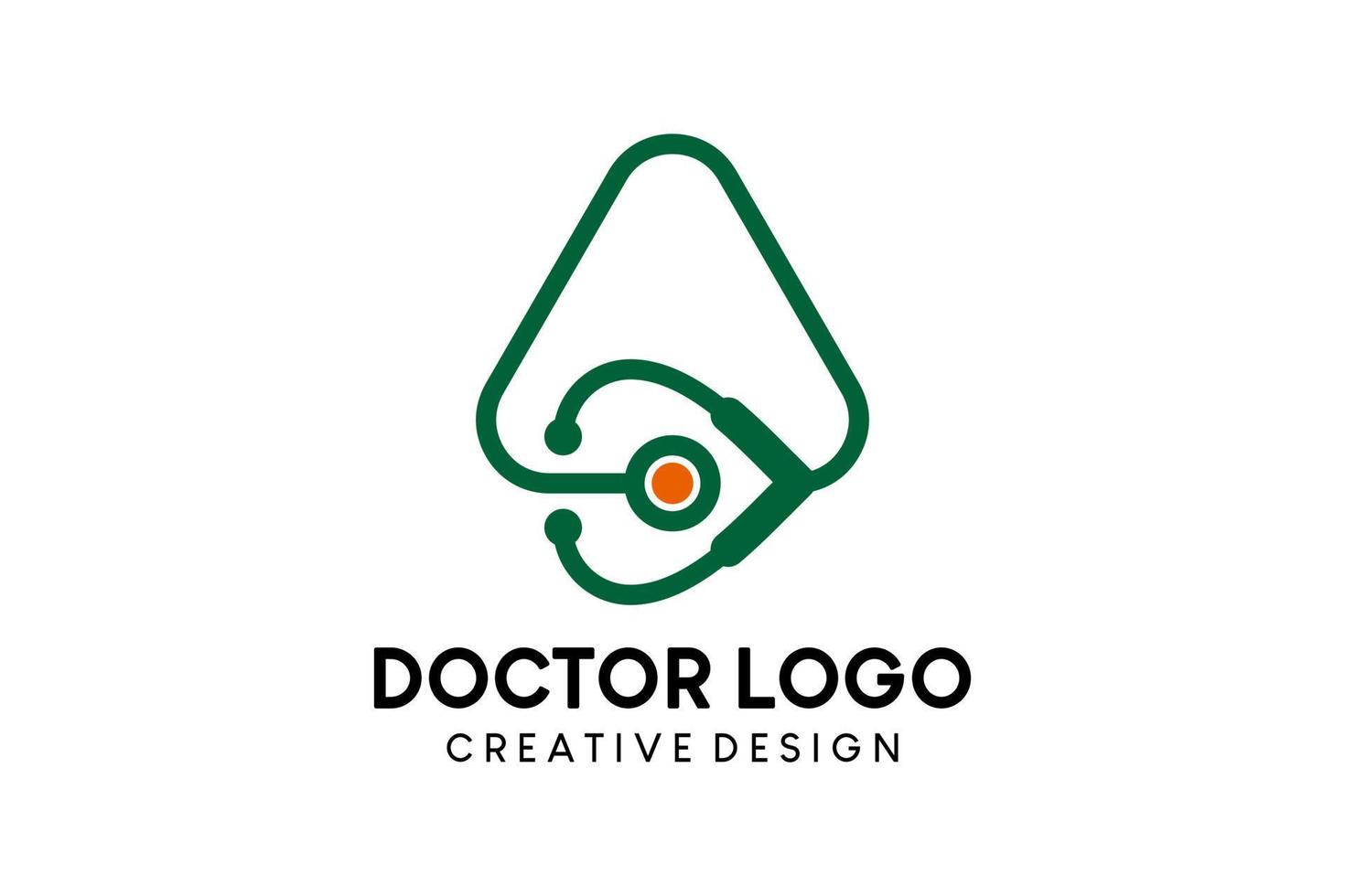 diseño del logotipo del médico, letra en forma de estetoscopio un estilo de línea creativa vector