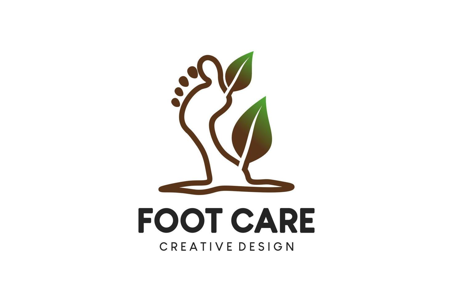 diseño de logotipo para el cuidado de los pies en el concepto de hoja de planta creativa vector