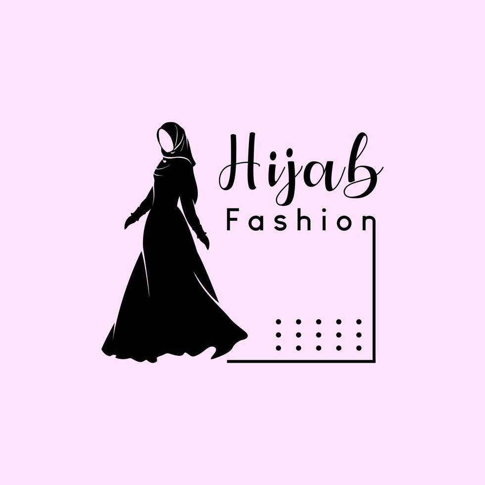 diseño del logo hijab, boutique hijab y moda hijab con la silueta del estilo de vida de una mujer hijab vector