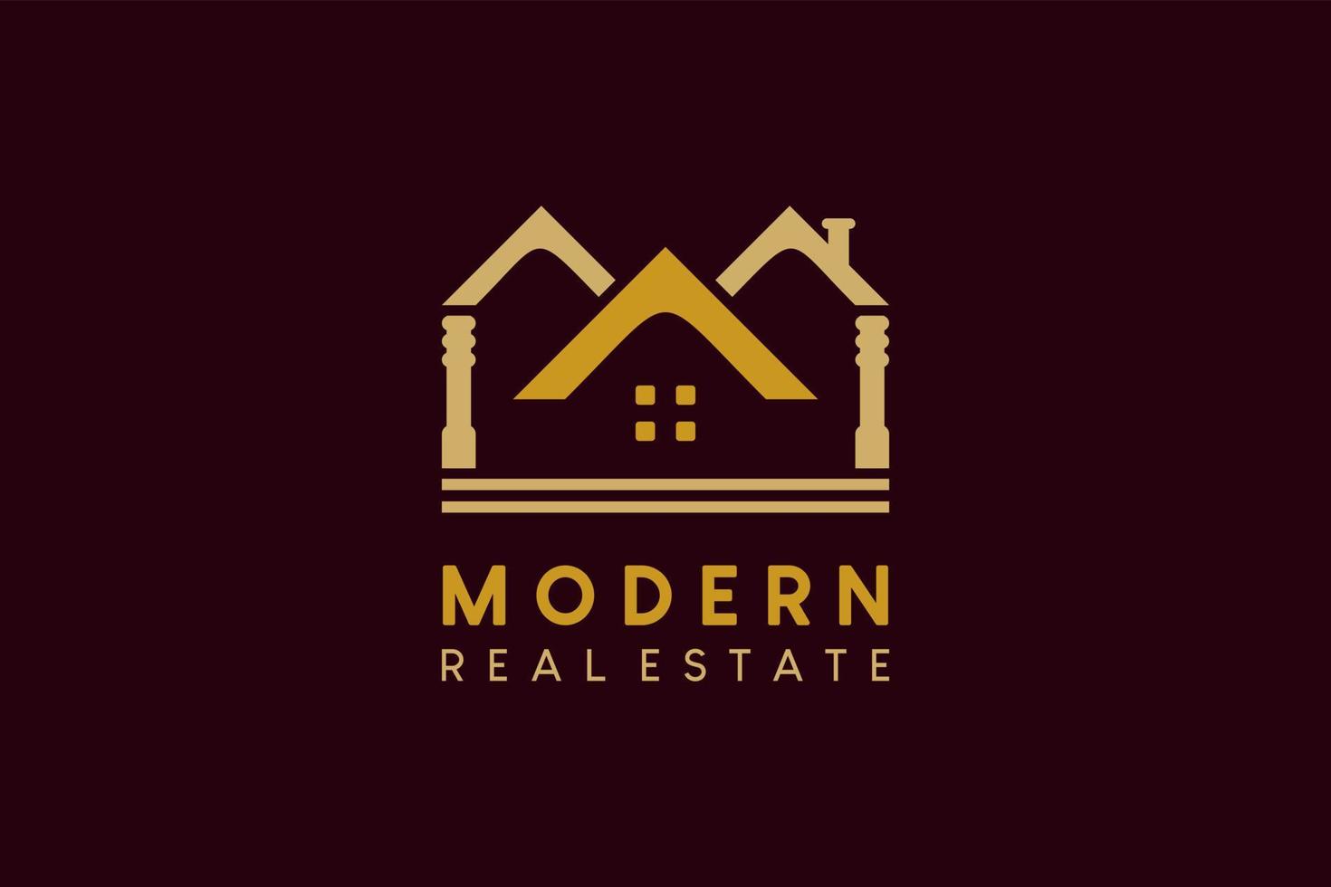 diseño de logotipo inmobiliario, casa moderna y propiedad de construcción ilustración vectorial del logotipo vector