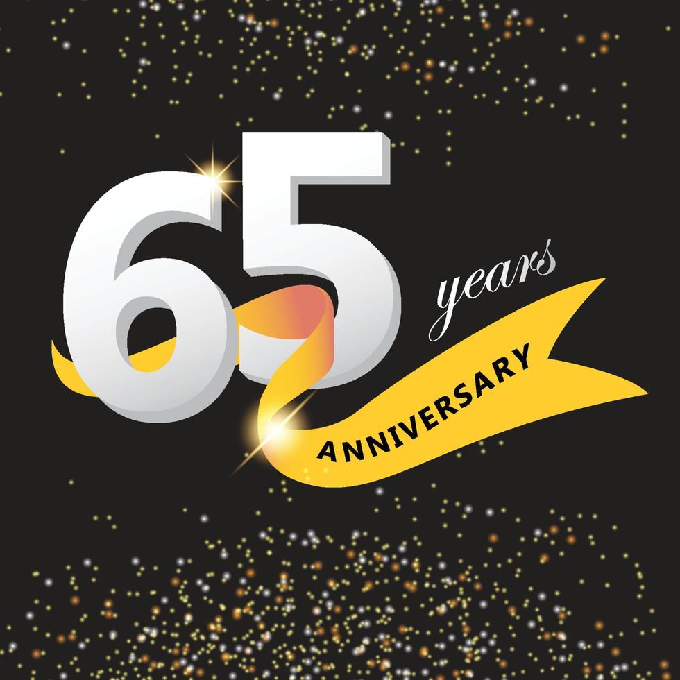 65 Years Anniversary Logo with Anniversary Ribbon vector