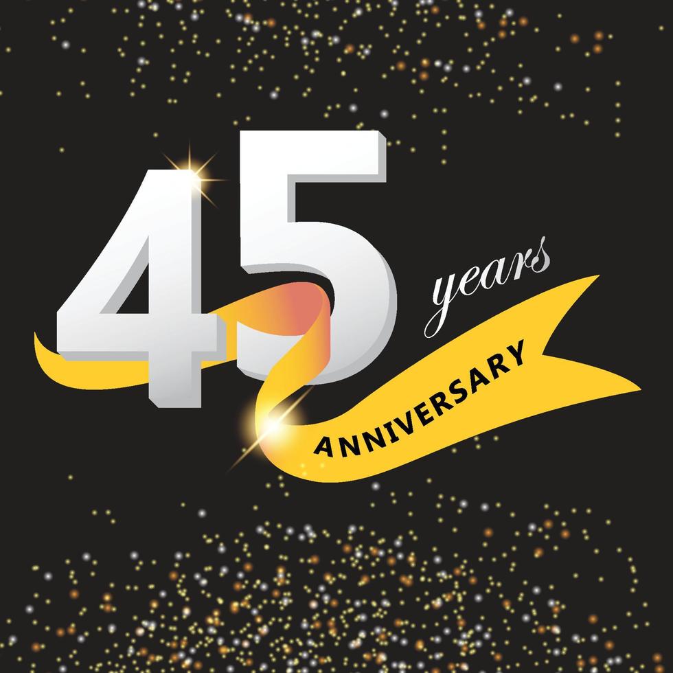 45 Years Anniversary Logo with Anniversary Ribbon vector