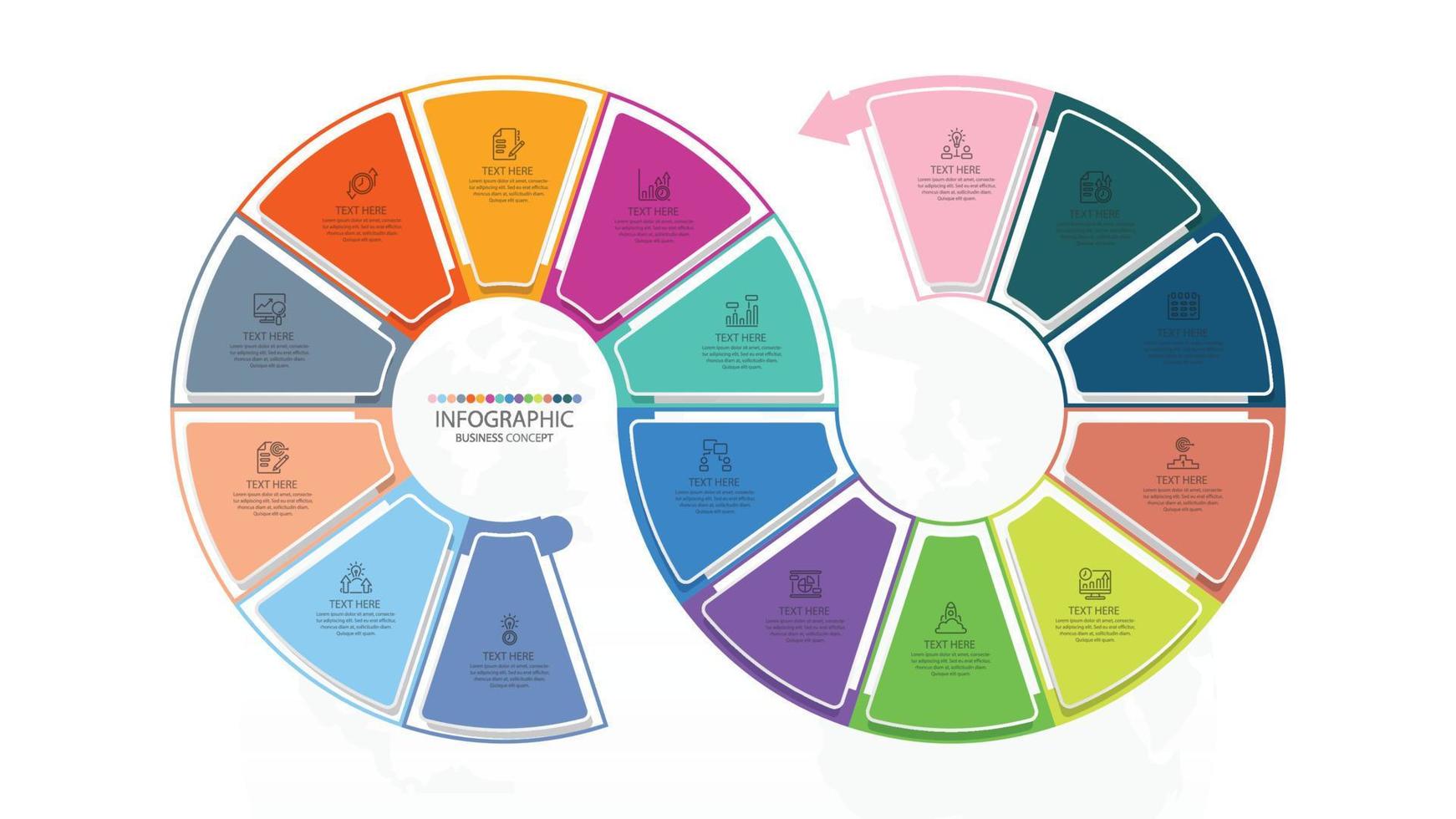 infografía con 16 pasos, procesos u opciones. vector