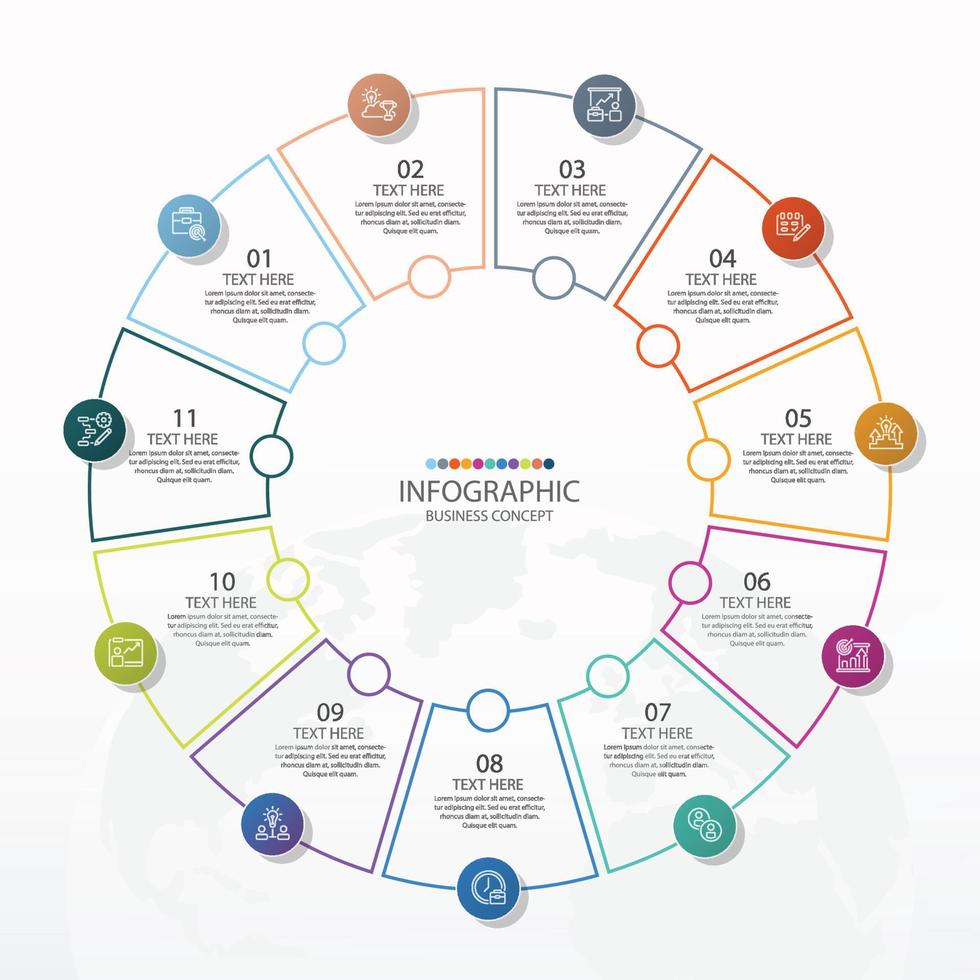 Infographic with 11 steps, process or options. vector