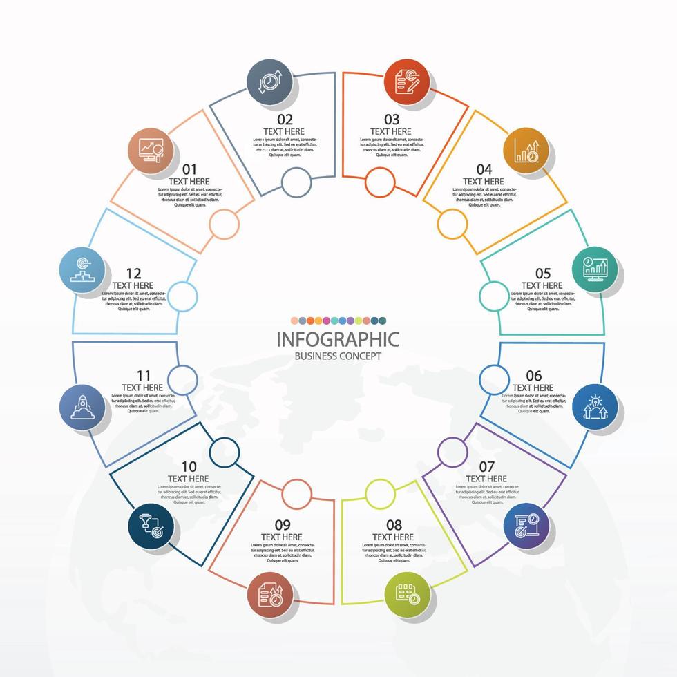 Infographic with 12 steps, process or options. vector
