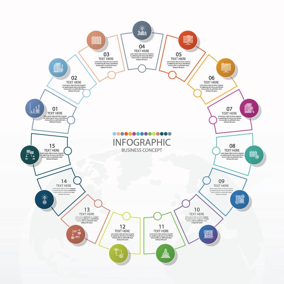 Infographic with 15 steps, process or options. vector