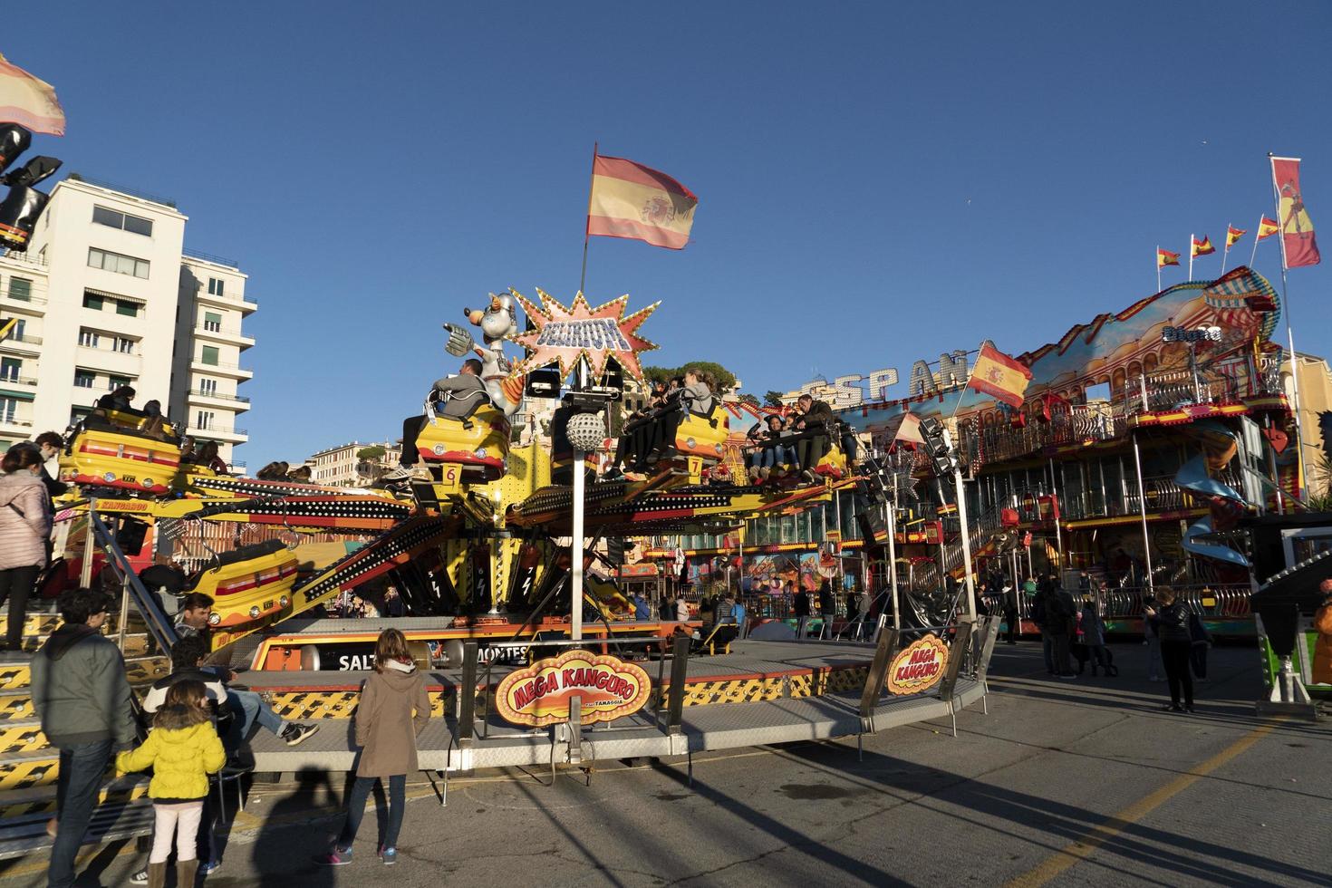 GENOA, ITALY - DECEMBER, 9 2018 - Traditional Christmas Luna Park Fun Fair is opened photo