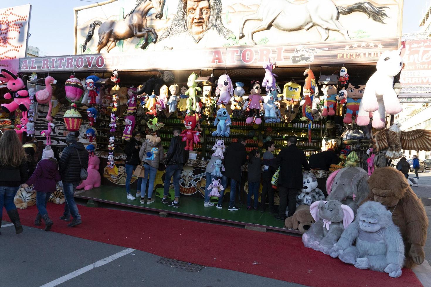 GENOA, ITALY - DECEMBER, 9 2018 - Traditional Christmas Luna Park Fun Fair is opened photo