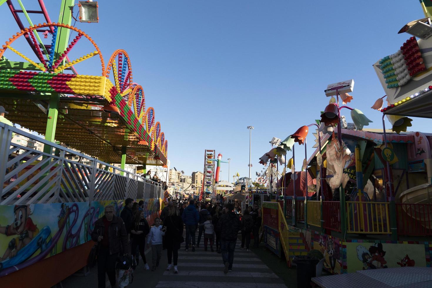 GENOA, ITALY - DECEMBER, 9 2018 - Traditional Christmas Luna Park Fun Fair is opened photo