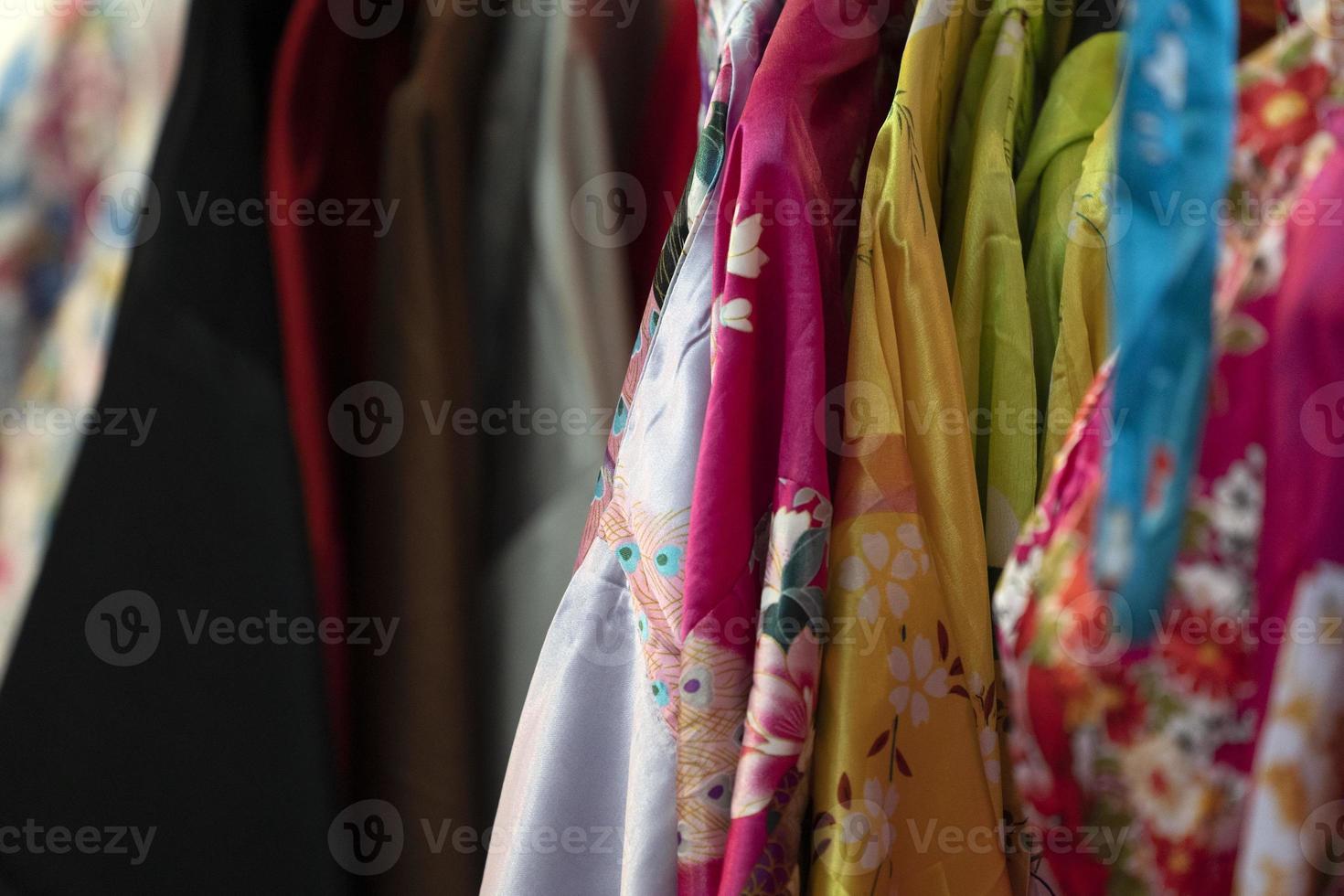 many japanese kimono dress at the market photo