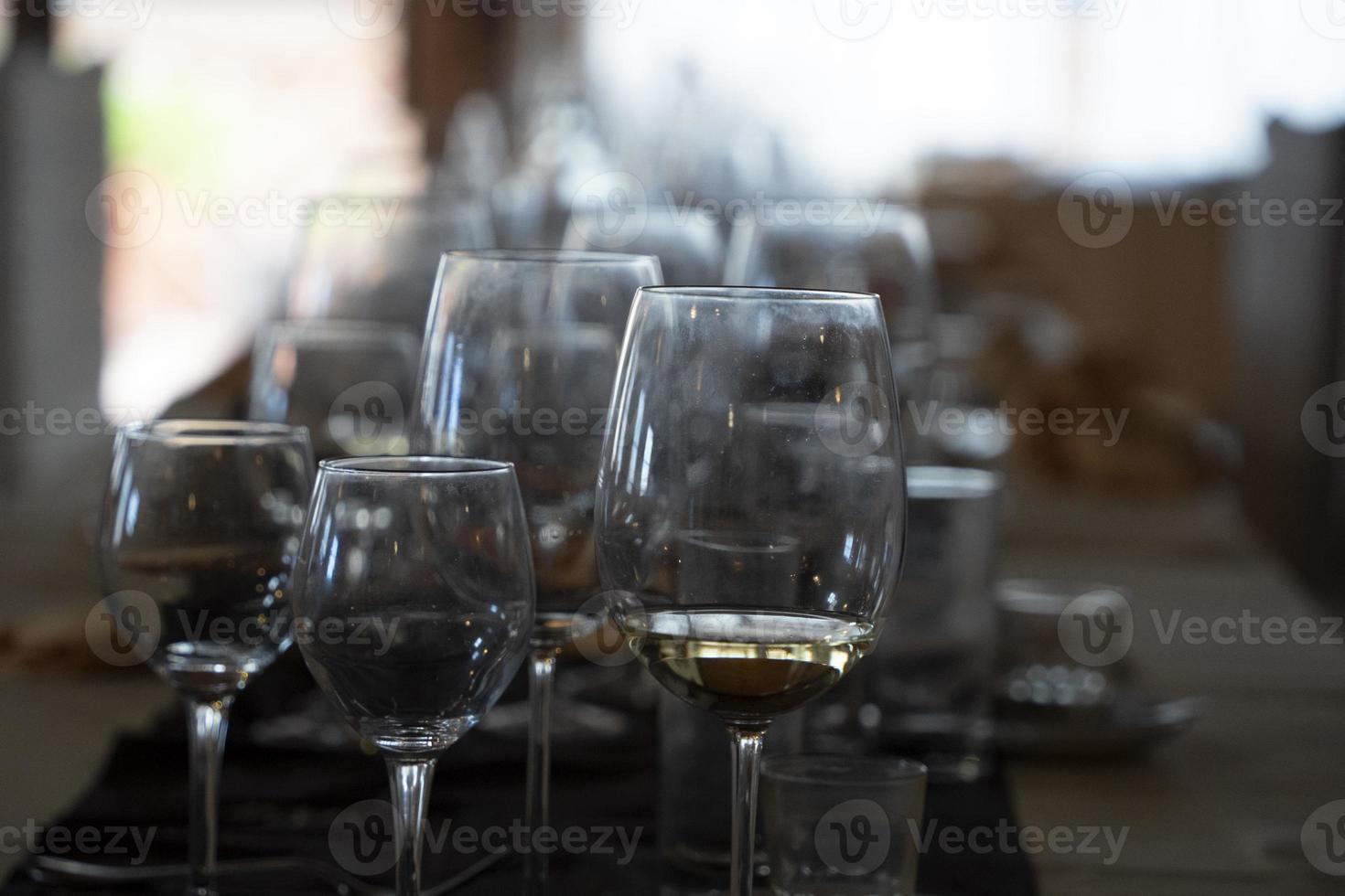 Restaurant table after lunch dinner photo