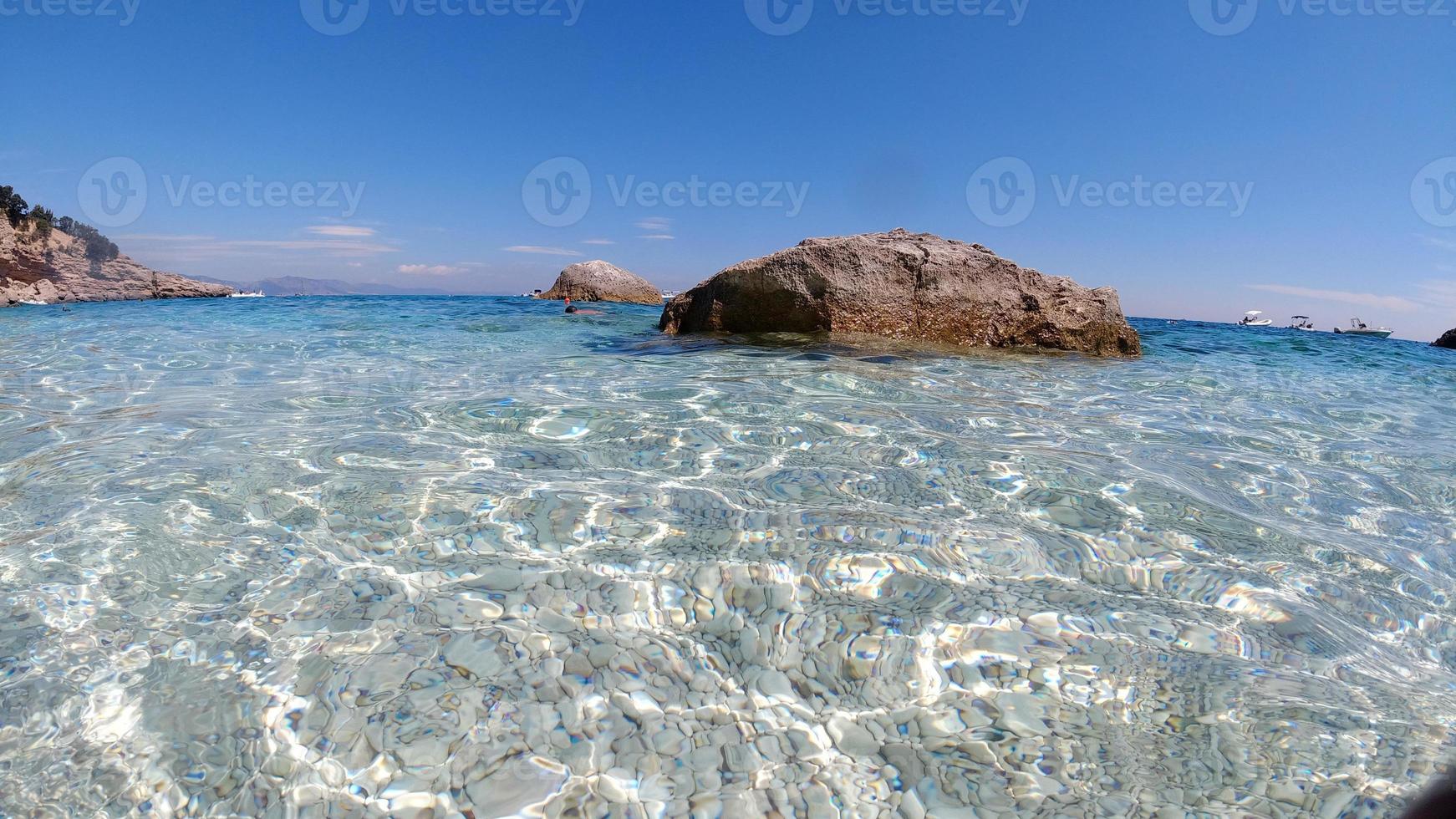 Sardinia crystal water underwater view while diving photo