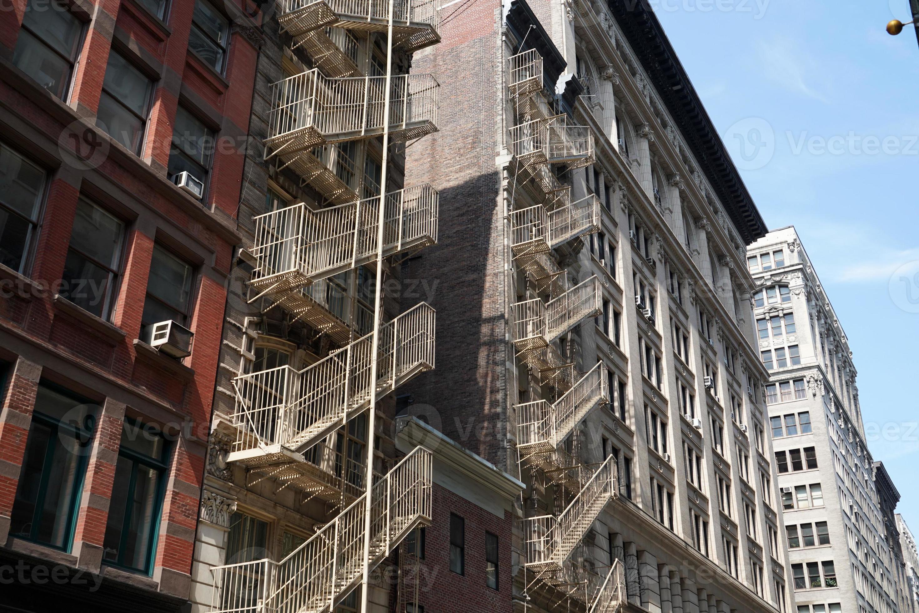 fire escape stairs ladder in new york usa 18809394 Stock Photo at Vecteezy
