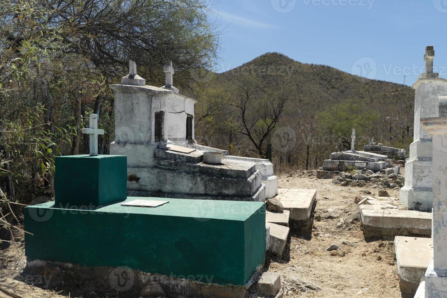 old mexican graveyard in el triunfo mining village baja california sur photo