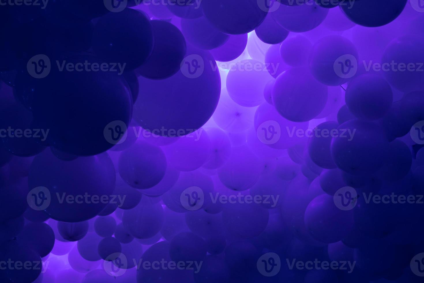 Purple background with flying balloons - clean design, 3d abstract realistic banner. photo