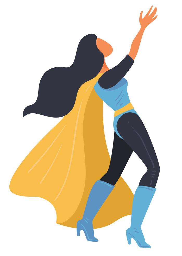 Female super hero wearing mantle, wonder woman costume vector