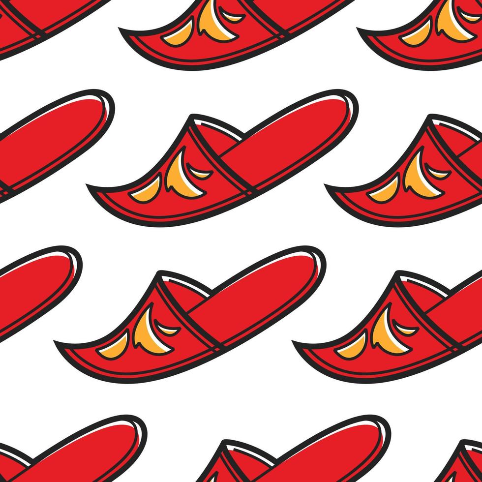 Turkish shoe with ornament khussa slipper or flip flop seamless pattern vector