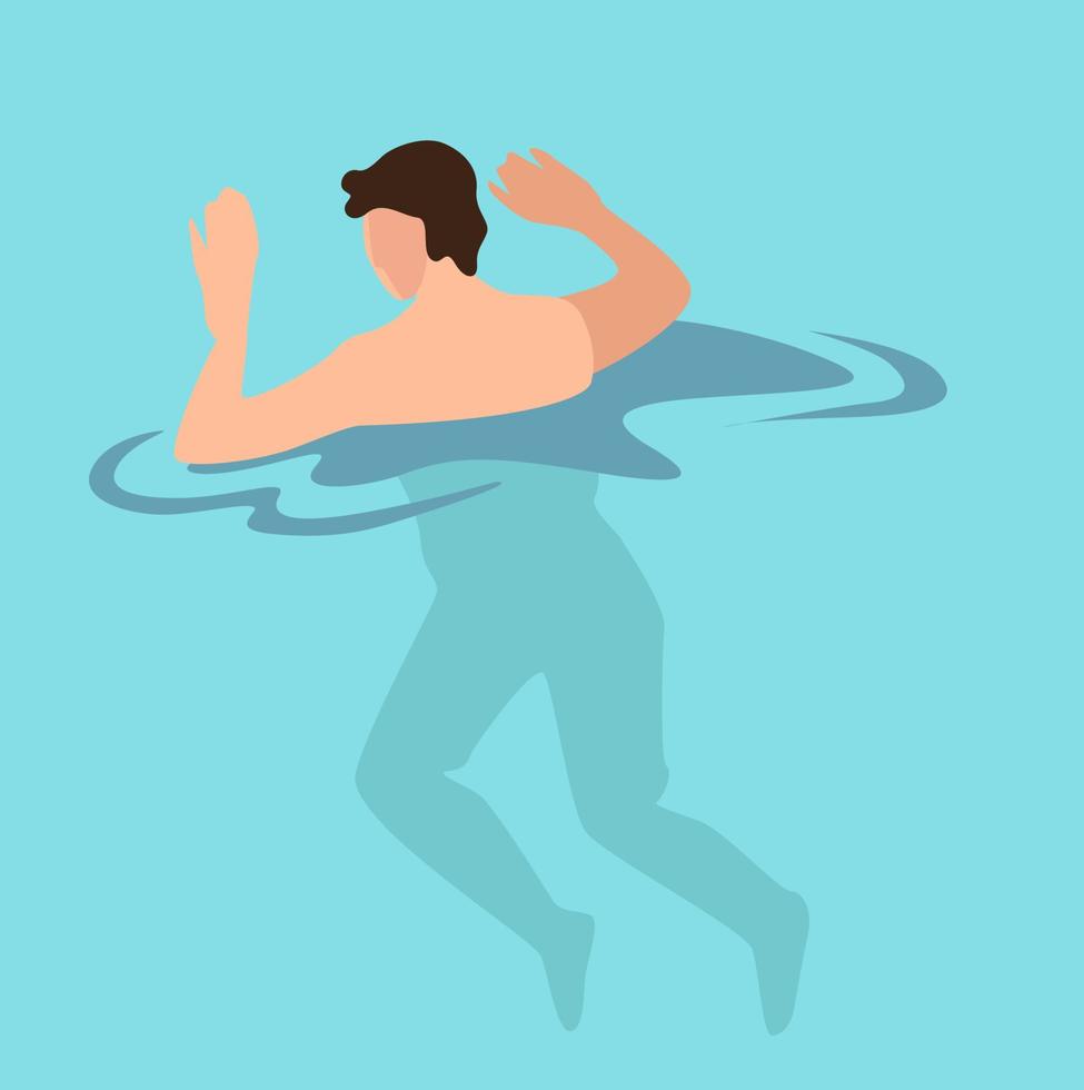 Male character swimming in water, summer vacation activities vector