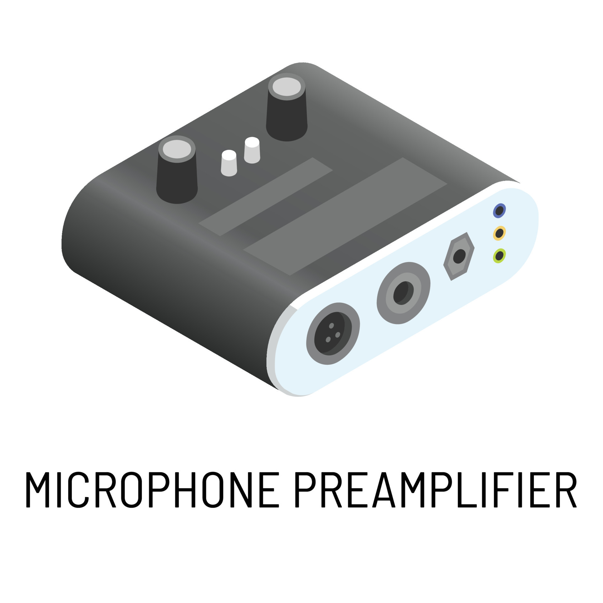 Microphone preamplifier electronic device signal processing isolated