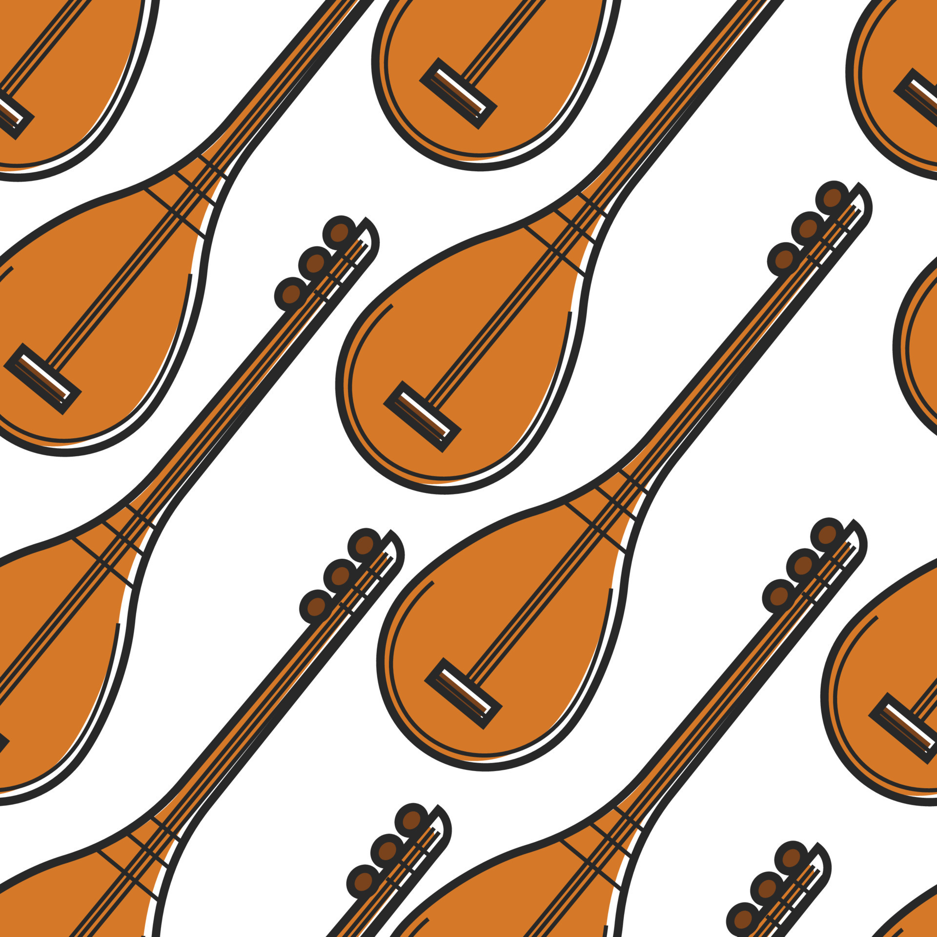 Flat turkish baglama saz Royalty Free Vector Image