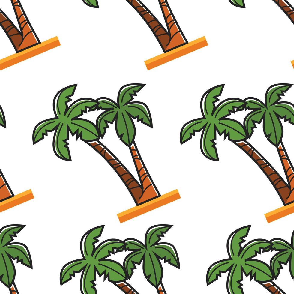 Egyptian beach plant palm tree seamless pattern vector