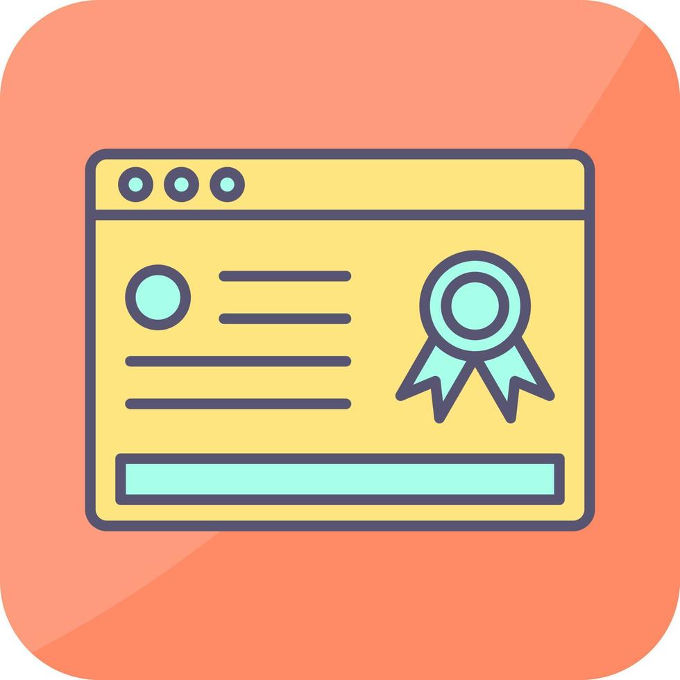 icono de vector de certificado en línea