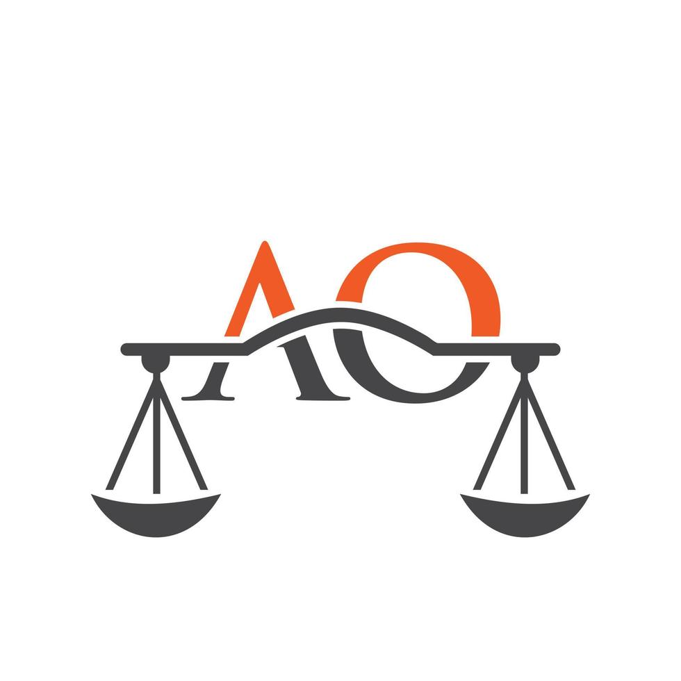 Letter AO Law Firm Logo Design For Lawyer, Justice, Law Attorney, Legal, Lawyer Service, Law Office, Scale, Law firm, Attorney Corporate Business vector