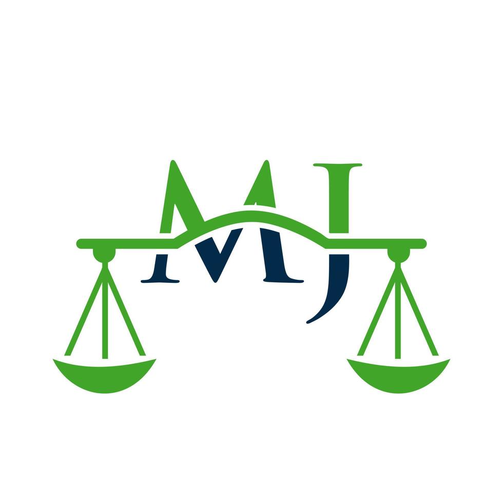 letra mj diseño de logotipo de bufete de abogados para abogado, justicia, abogado de derecho, legal, servicio de abogado, bufete de abogados, escala, bufete de abogados, abogado de negocios corporativos vector