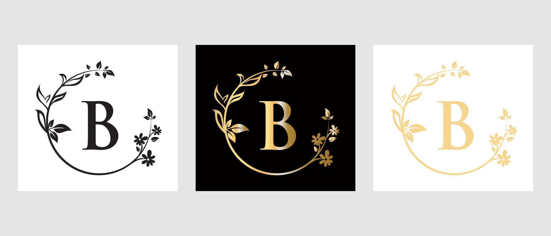 logotipo de belleza letra b para decoración, flor, plantilla de spa vector